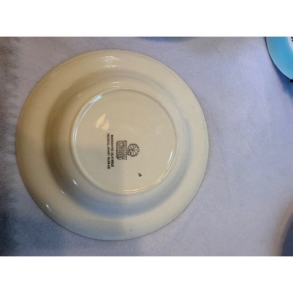 Limoges-American Federal aqua green with 22 karat gold accents era 1940s – 1950s
